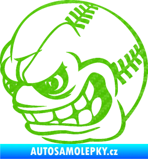 Samolepka Baseballový míček 001 levá s obličejem 3D karbon zelený kawasaki