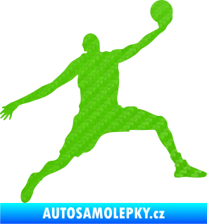 Samolepka Basketbal 002 pravá 3D karbon zelený kawasaki