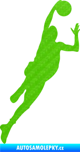 Samolepka Basketbal 003 pravá 3D karbon zelený kawasaki