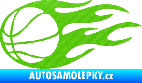 Samolepka Basketbalový míč 003 levá v plamenech  3D karbon zelený kawasaki
