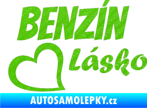 Samolepka Benzín Lásko 3D karbon zelený kawasaki