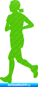 Samolepka Běžkyně 001 levá jogging 3D karbon zelený kawasaki