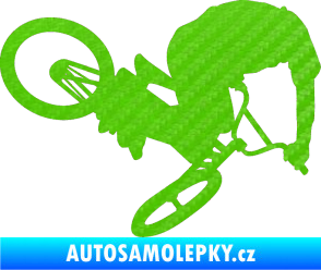 Samolepka Biker 001 pravá 3D karbon zelený kawasaki