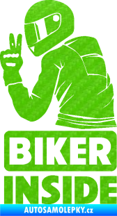 Samolepka Biker inside 003 levá motorkář 3D karbon zelený kawasaki