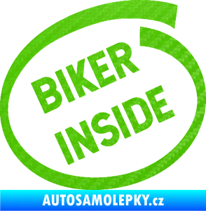 Samolepka Biker inside 005 nápis 3D karbon zelený kawasaki