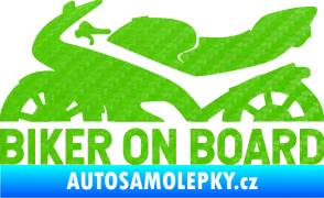 Samolepka Biker on board levá motorka 3D karbon zelený kawasaki