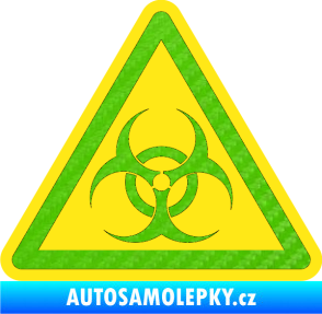 Samolepka Biohazard barevný trojúhelník 3D karbon zelený kawasaki