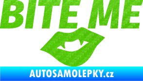 Samolepka Bite me  3D karbon zelený kawasaki
