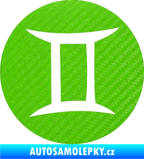 Samolepka Blíženci 001 - horoskop 3D karbon zelený kawasaki