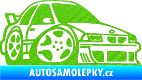 Samolepka BMW e30 karikatura pravá 3D karbon zelený kawasaki
