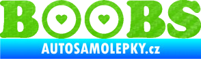 Samolepka Boobs nápis se srdíčky 3D karbon zelený kawasaki
