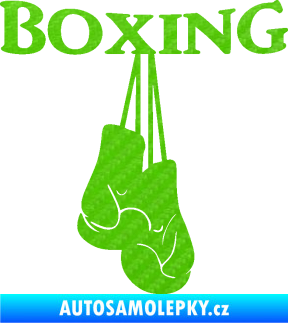 Samolepka Boxing nápis s rukavicemi 3D karbon zelený kawasaki