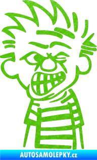 Samolepka Boy naštvanej pravá 3D karbon zelený kawasaki
