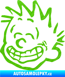 Samolepka Boy s úsměvem levá 3D karbon zelený kawasaki