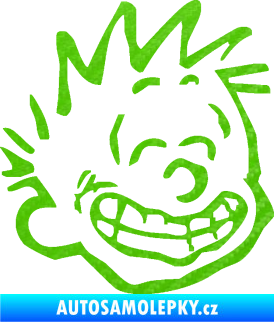 Samolepka Boy s úsměvem pravá 3D karbon zelený kawasaki