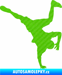 Samolepka Breakdance 001 pravá 3D karbon zelený kawasaki