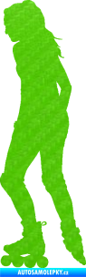 Samolepka Bruslařka 001 levá 3D karbon zelený kawasaki