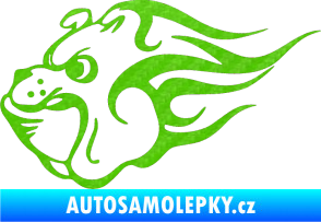Samolepka Buldočák levá hlava buldoka 3D karbon zelený kawasaki