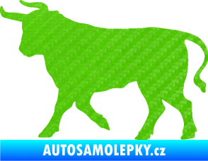 Samolepka Býk 011 levá 3D karbon zelený kawasaki