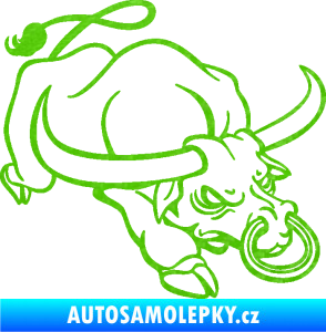 Samolepka Býk 014 pravá rozzuřený 3D karbon zelený kawasaki