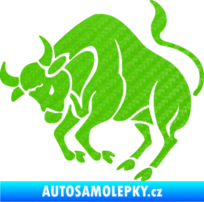 Samolepka Býk zvěrokruh 004 levá 3D karbon zelený kawasaki