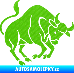 Samolepka Býk zvěrokruh 004 pravá 3D karbon zelený kawasaki