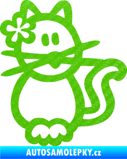 Samolepka Cartoon family kočička Hawaii 3D karbon zelený kawasaki