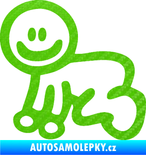 Samolepka Cartoon family mimi chlapeček 3D karbon zelený kawasaki