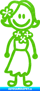 Samolepka Cartoon family slečna Hawai 3D karbon zelený kawasaki