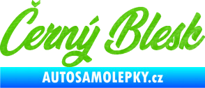 Samolepka Černý blesk nápis 3D karbon zelený kawasaki