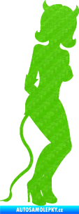 Samolepka Čertice 005 pravá 3D karbon zelený kawasaki