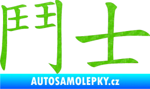 Samolepka Čínský znak Fighter 3D karbon zelený kawasaki