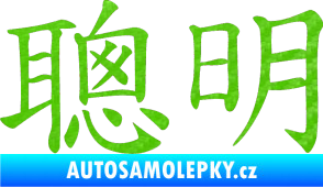 Samolepka Čínský znak Intelligent 3D karbon zelený kawasaki