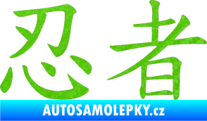 Samolepka Čínský znak Ninja 3D karbon zelený kawasaki