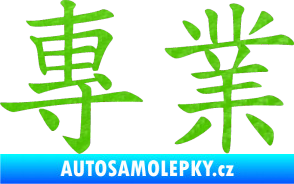 Samolepka Čínský znak Professional 3D karbon zelený kawasaki