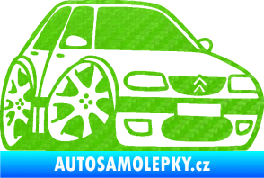 Samolepka Citroen saxo karikatura pravá 3D karbon zelený kawasaki