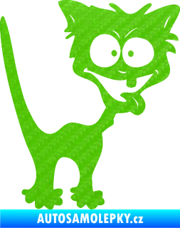 Samolepka Crazy cat pravá bláznivá kočka 3D karbon zelený kawasaki
