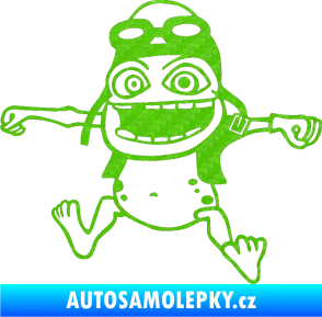 Samolepka Crazy frog levá 3D karbon zelený kawasaki
