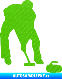 Samolepka Curling 001 pravá 3D karbon zelený kawasaki