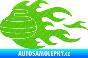Samolepka Curling 005 levá kámen 3D karbon zelený kawasaki
