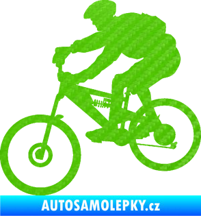Samolepka Cyklista 009 levá horské kolo 3D karbon zelený kawasaki
