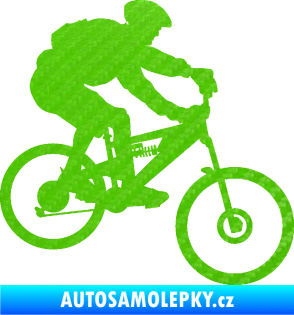 Samolepka Cyklista 009 pravá horské kolo 3D karbon zelený kawasaki