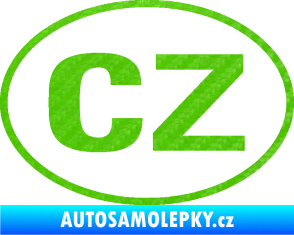 Samolepka CZ značka bez podkladu 3D karbon zelený kawasaki