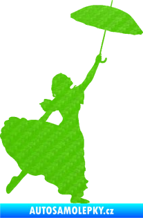 Samolepka Dáma s deštníkem 001 levá 3D karbon zelený kawasaki