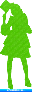 Samolepka Dáma s kloboukem 001 levá 3D karbon zelený kawasaki