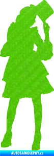 Samolepka Dáma s kloboukem 001 pravá 3D karbon zelený kawasaki