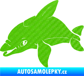 Samolepka Delfín 003 levá 3D karbon zelený kawasaki