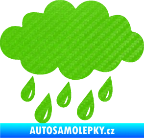 Samolepka Déšť 001 levá mrak a kapky 3D karbon zelený kawasaki