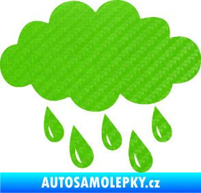 Samolepka Déšť 001 pravá mrak a kapky 3D karbon zelený kawasaki