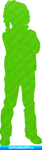 Samolepka Děti silueta 009 pravá holčička 3D karbon zelený kawasaki